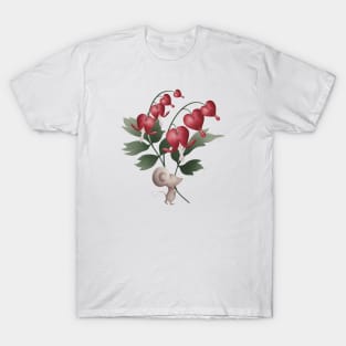 Mr Mouse carrying bleeding heart flower T-Shirt